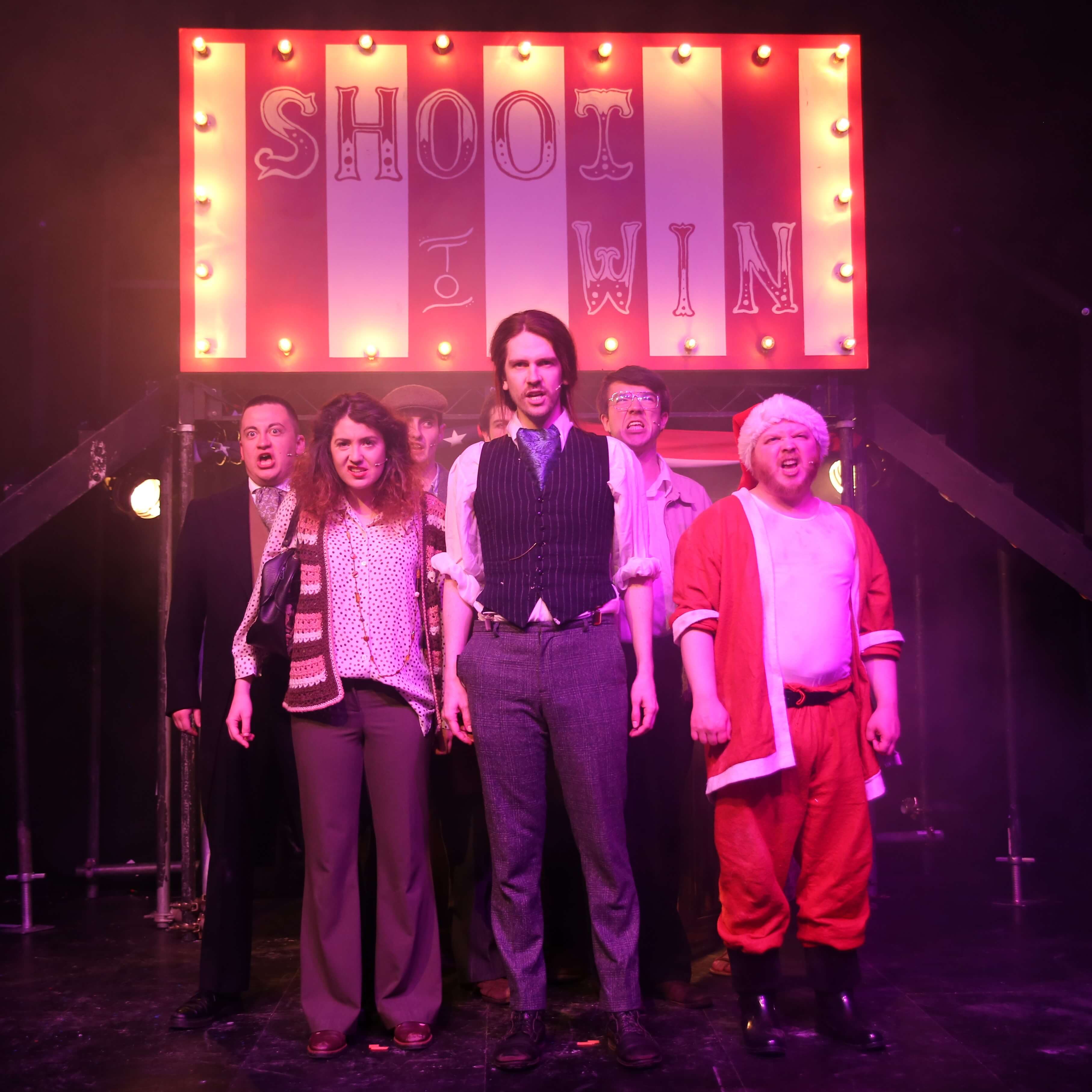 The cast of Assassins on stage, April 2019